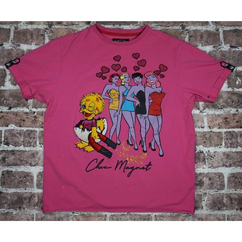 VTG Frost Originals Chick Magnet T Shirt Pink Mens M Y2K Hip Hop Streetwear Worn